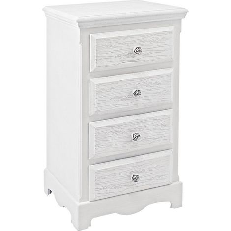 Cassettiera 4 cassetti bianco in legno stile classico (1/5)