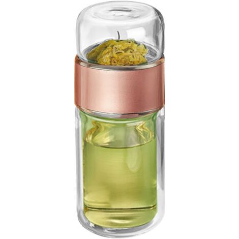 Gobelet infuseur à thé transparent à double paroi isolante de 280 ml, or rose, pour une utilisation quotidienne. (1/5)