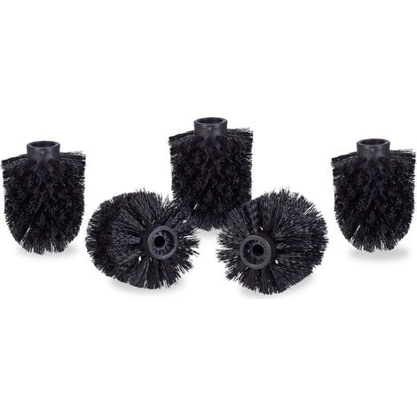 Toilet Brush Heads Set of 5, Loose Toilet Brushes with 9.5mm Wire, Replacement Head Diameter 7 x 9cm, Black (1/5)