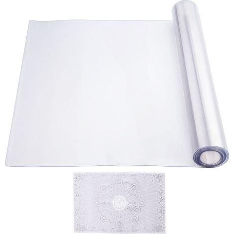 Nappe de table en plastique transparente, 61 x 244 cm, épaisseur 1,5 mm, protection rectangulaire en PVC, imperméable et facile à nettoyer, idéale pour bureau, salle à manger, coiffeuse ou table de nu (1/5)