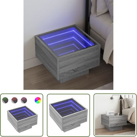 vidaXL Table de chevet avec LED infini sonoma gris 40x40x30 cm (1/5)