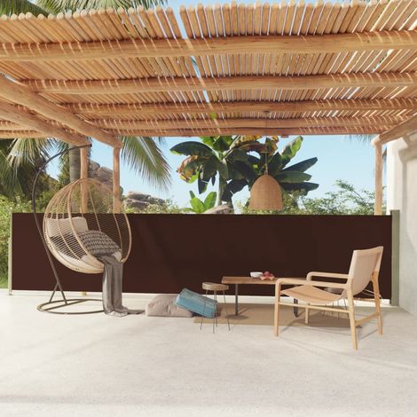 Auvent latéral rétractable de patio,Auvent facile à assembler Anti-UV 117x600 cm Marron -FR13505 (1/5)