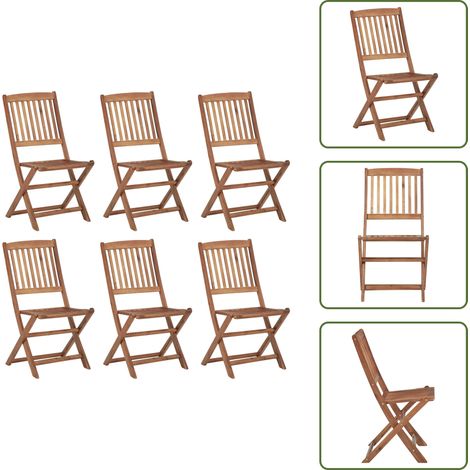 Chaises pliables d'extérieur lot de 6 Bois d'acacia solide - Chaise De Jardin - Mobilier De Jardin - Chaise Pliable - Acacia - Meuble Extérieur (1/5)