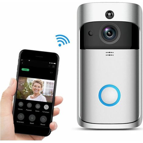 Sonnette vidéo avec carillon intérieur, sonnette de sécurité sans fil pour la surveillance de votre domicile. Caméra de surveillance vidéo pour la maison. (1/5)