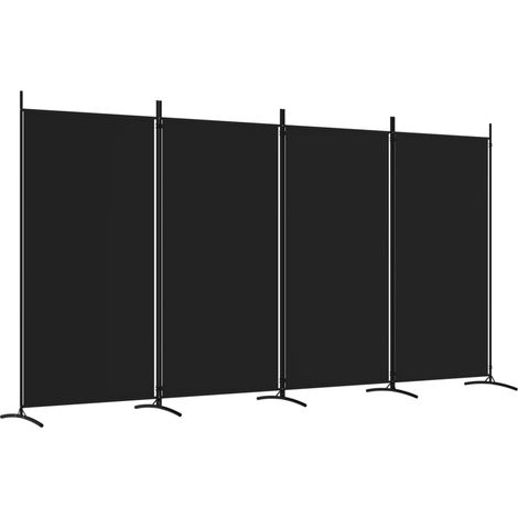 Biombo divisor de 4 paneles de tela negro 346x180 cm vidaXL