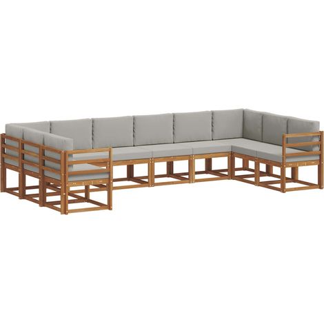 Conjunto de sofás de exterior 10 pcs Gris Natural y Claro vidaXL (1/5)
