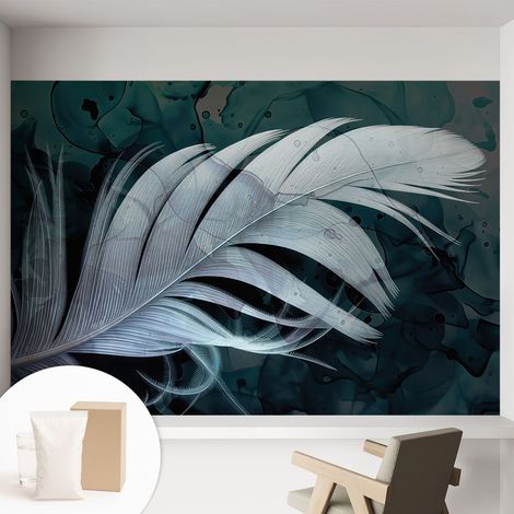 Tapete Vliestapete mit Kleber- abwaschbar - Raumgestaltung Schlafzimmer Wohnzimmer Tapete Ätherische Feder 152x104 cm (1/5)