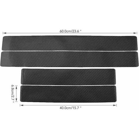 Protecteur de Seuil de Porte,4 Pièces Fibre Carbone Bande de Protection de Pare-Chocs ArrièRe Film,Anti-Rayures Voiture Universelle (1/2)