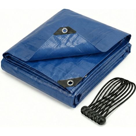 1 Bâche 3x3m Toile Renforcée 200g Oelets Inox Tendeurs Inclus Protection Jardin Camping Bois Bleu (1/5)