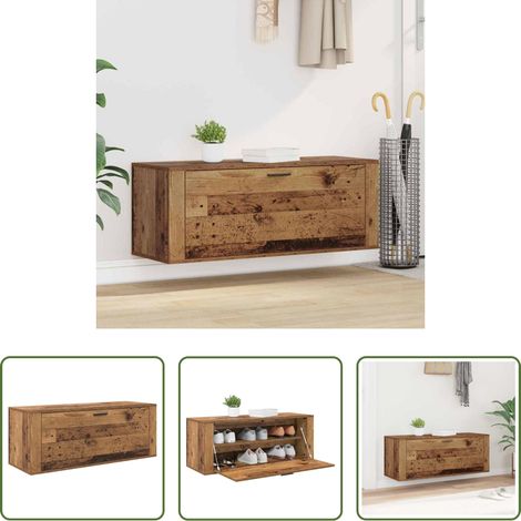 Rangement chaussures - Cabinet à chaussures avec étagère Bois ancien 100 x 35 x 38 cm (1/5)
