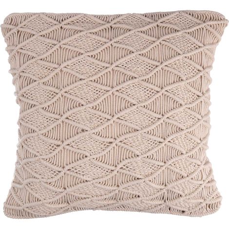 Fodera per Cuscino Decorativo Quadrato 45x45 cm in Tessuto Macramè Ecrù