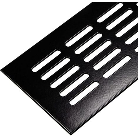 Schwarzes Aluminium-Lüftungsgitter für Türen – Quadratisches Lüftungsgitter – 600 x 80 mm – Aluminium-Lüftungsgitter für Heizungen – Wand und mehr (1/4)