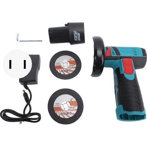 Mini amoladora angular inalámbrica de 12 V, ABS, 900 g, 19500 rpm, batería de iones de litio incluida, funcionamiento silencioso para cortar/lijar/pulir, 2 discos de repuesto. (1/5)
