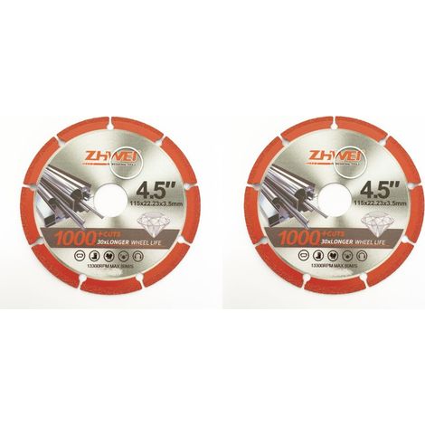 KIT 2 DISCO DISCHI METALLO FERRO TAGLIO 115 x 22.23 x 3.5 mm 4,5" DIAMANTATO SMERIGLIATRICE 329zh