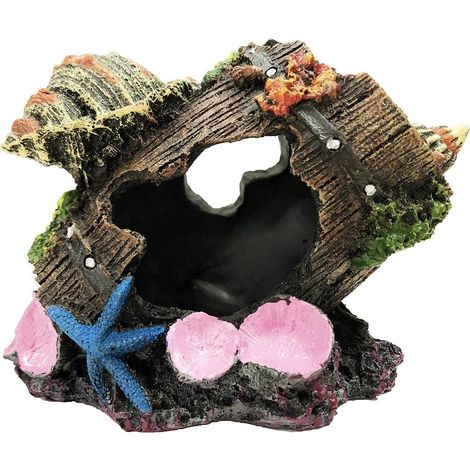 Baril d'aquarium avec décorations de conque, Ornement de cachette de grottes de Baril d'aquarium (1/5)