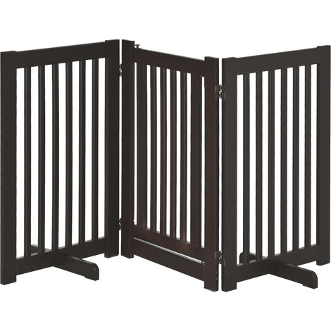 Accessoire pour chien, en bois, pliable, réglable, avec porte, Barrière de protection de porte autoportante pour chiens, bois brun foncé