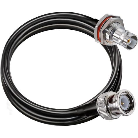 Câble de raccordement BNC RG58 BNC mâle à BNC femelle cloison câble coaxial 2M extension d'antenne Wifi pour système de vidéosurveillance sécurité radio (1/5)