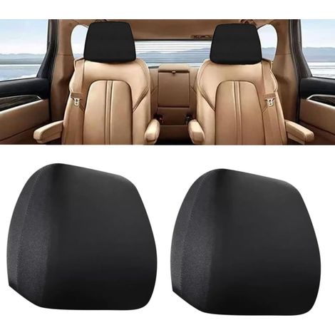 2 Pieces Universal Black Car SUV Truck Headrest Covers - Car Seat Protection and Decoration - Washable and Breathable Headrest Cover for All Vehicles - Car Accessories (1/5)