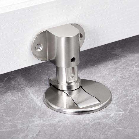 Unsichtbarer magnetischer Türstopper, silberfarbenes, freistehendes Modell, höhenverstellbar, wird unten an der Tür angebracht, hält die Tür offen, mit Klebstoff, kein Bohren erforderlich, geeignet fü