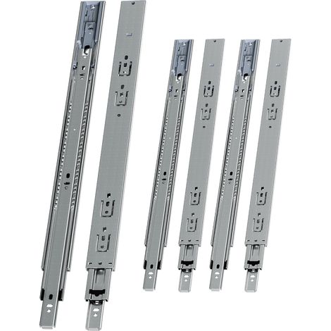 Randaco 3 Paar Schubladenschienen 550 mm Vollauszug, 3-teilig, Softclose mit Selbsteinzug, 45 kg Tragkraft, Schubladenauszug aus Stahl (1/5)