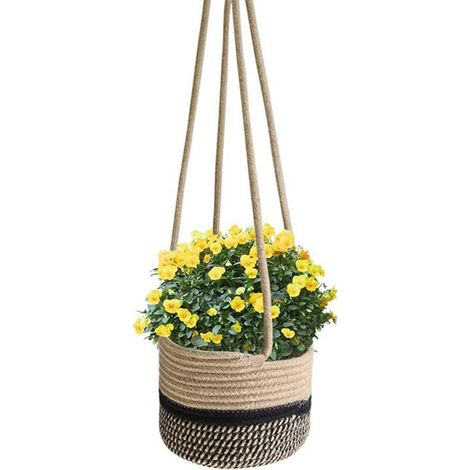 Jardinière suspendue en corde de jute tressée pour la décoration intérieure et extérieure. (1/5)