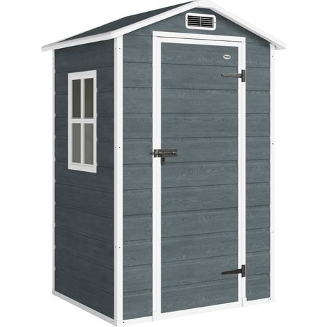 Caseta de jardín 1,1 m² de polipropileno gris con ventana, ventilación, suelo y cerradura (1/5)