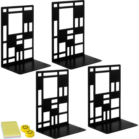 Serre Livre Original Cale Livre Etagere Metal Presse Livre Noir Serre Livres 2 Paires Serre-Livres Bloc Livre pour Étagère Maison (1/5)