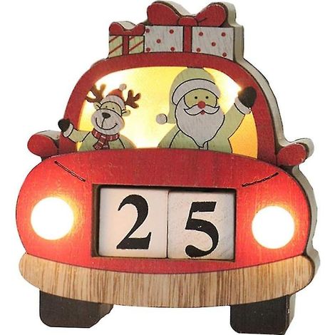 Calendrier de l'Avent lumineux de Noël, décorations de Noël, Père Noël et renne, blocs de calendrier, centres de table de Noël, Holi (1/5)