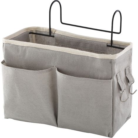 1 pochette de rangement de chevet / Sac de rangement suspendu pour tête de lit (gris/blanc/rose/bleu foncé)