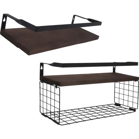 Set mit 2 Wandregalen, rustikale Hängeregale aus Metalldraht für Küche und Büro (1/5)
