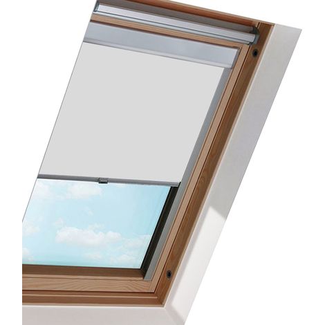 Jiubiaz Dachfensterrollo Verdunkelungsrollo Thermo Skylight Thermo Sonnenschutz Blickdicht Stoff - M06 Grau - für VELUX Dachfenster