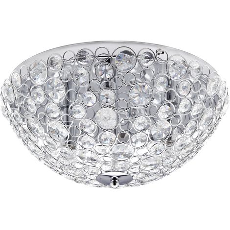 Litecraft Ovii Ceiling Light Bathroom Flush Mount IP44 Fitting - Polished Chrome