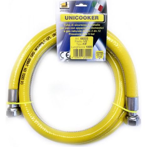 Manguera flexible de gas cocina 1 mt 1/2"  UNICOOKER F/F CE EN 14800 L 100 cm