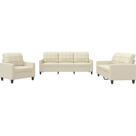 Maison Exclusive - Set di Divani 3 pz con Cuscini crema in Similpelle