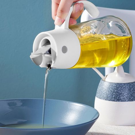 Bouteille À Huile - 680 Ml - Bouchon À Ouverture Automatique Par Inclinaison - Bec Versoir Anti-Goutte - Verre Trempé Alimentaire - Pour Cuisine, Barbecue, Assaisonnement (1/5)