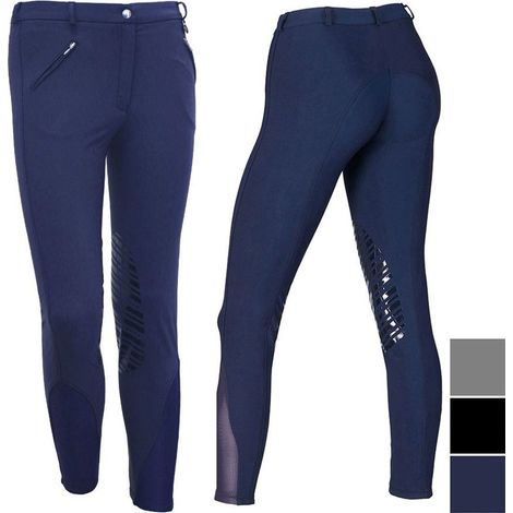 38 IT, nero: Pantalon d'équitation léger d'été pour femmes, avec poignée en silicone et tissu extensible