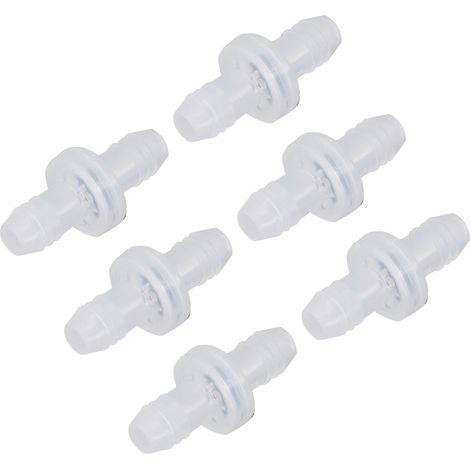 Clapet anti-retour en plastique (lot de 6) pour liquides et gaz, diamètre d'interface 3/8 pouce (10 mm), coque en PP, membrane en fluoroélastomère. (1/5)