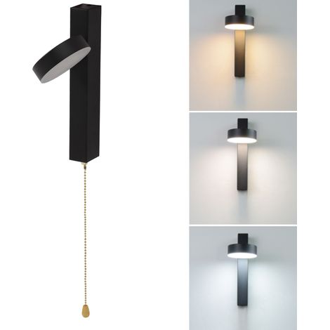 Applique murale moderne minimaliste nordique avec 3 températures de couleur et interrupteur à fermeture éclair, adaptée au salon, à la lecture, au couloir, à la chambre et à la table de chevet. (1/5)