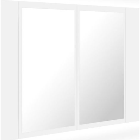 Armoire salle de bain à miroir LED Armoire de Toilette,Design magnifique Blanc 60x12x45 cm Acrylique -78482 (1/5)