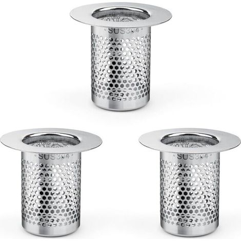Shower hair filter, 3-piece stainless steel shower hair filter, 5.5 × 5 cm, kitchen sink filter for balcony and kitchen floor drain filter