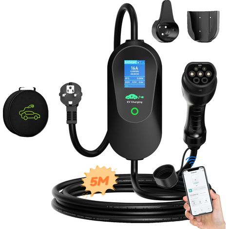 Chargeur EV, Contrôle Intelligent, Ajustement de Courant Flexible, Type2 avec app 5m (1/2)