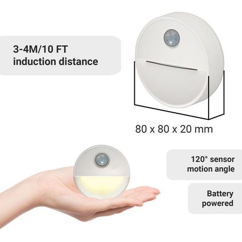 Luce notturna con sensore di movimento PIR - Confezione da 3 - Luce LED gialla calda con alimentazione a batteria, wireless (1/4)
