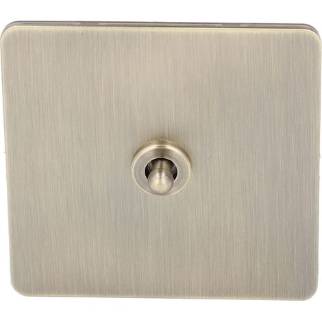 Interrupteur à bascule AC250V, 1 poste 2 directions, design unipolaire, panneau en acier inoxydable finition bronze antique texturé, pour commande d'alimentation (1/5)