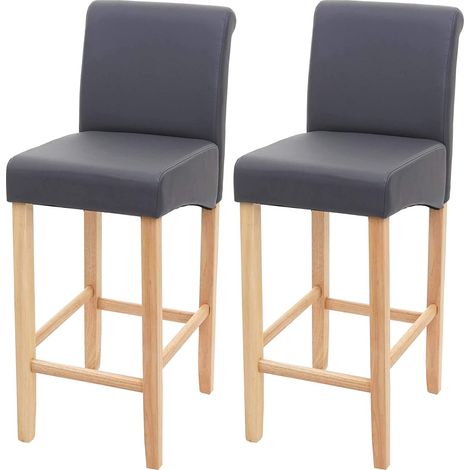 Set di 2 sgabelli da bar con gambe leggere sintetiche grigio opaco con poggiapiedi TDB04071