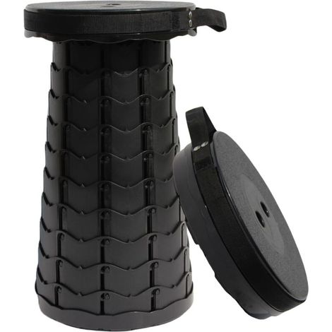 Tabouret de Camping télescopique Pliable léger pour extérieur, pêche, randonnée, Barbecue, maximale de 200 kg-Noir
