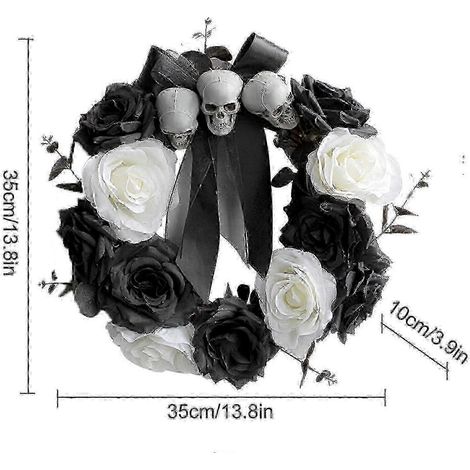 Couronne d'automne gothique - Décoration en résine de rotin noir et blanc (1/3)