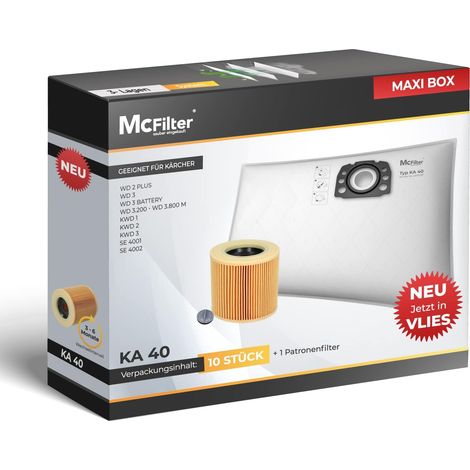 Lot de 10 sacs d'aspirateur + 1 filtre adaptés pour Kärcher KFI 357 - WD 2 Plus - WD 3 Series - KWD 1-3 - SE 4001 - SE 4002 - Compatible avec les aspirateurs 2.863-314.0 et 6.414-552.0 (1/5)