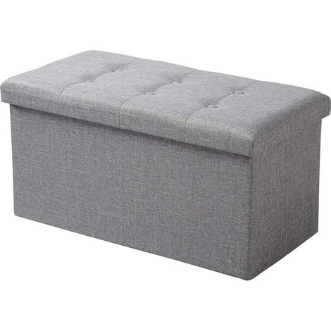 WOLTU Sitzhocker mit Stauraum Sitzbank faltbar Truhen Aufbewahrungsbox, Deckel abnehmbar, Gepolsterte Sitzfläche aus Leinen, 76x37,5x38 cm, Hellgrau