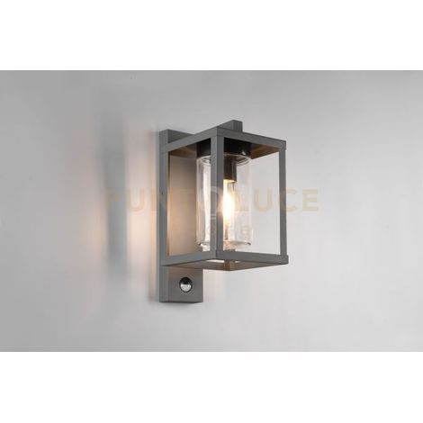 LUNGA APPLIQUE DA ESTERNO ANTRACITE CON SENSORE DI MOVIMENTO IP44 H. 33,5CM 1 LUCE ATTACCO E27