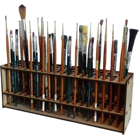 Porte Pinceaux Peinture, Rangement Peinture, Support En Bois Pour Pinceaux 67 Trous Organisateur Pinceaux Porte Pinceaux En Bois Porte Pinceaux Peinture En Bois (1/5)